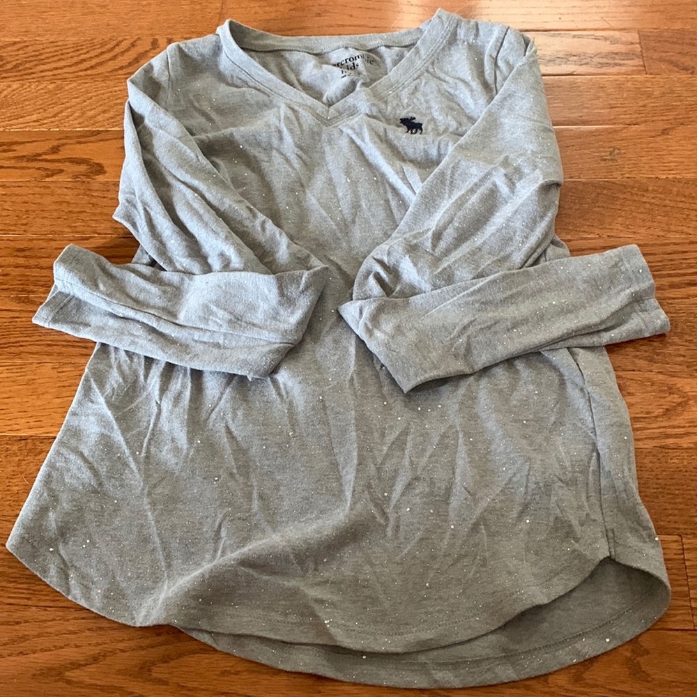 Abercrombie Kids grey sparkly long sleeve tee